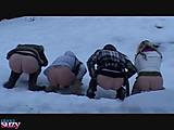 3 Chicks Pissing in the snow! video